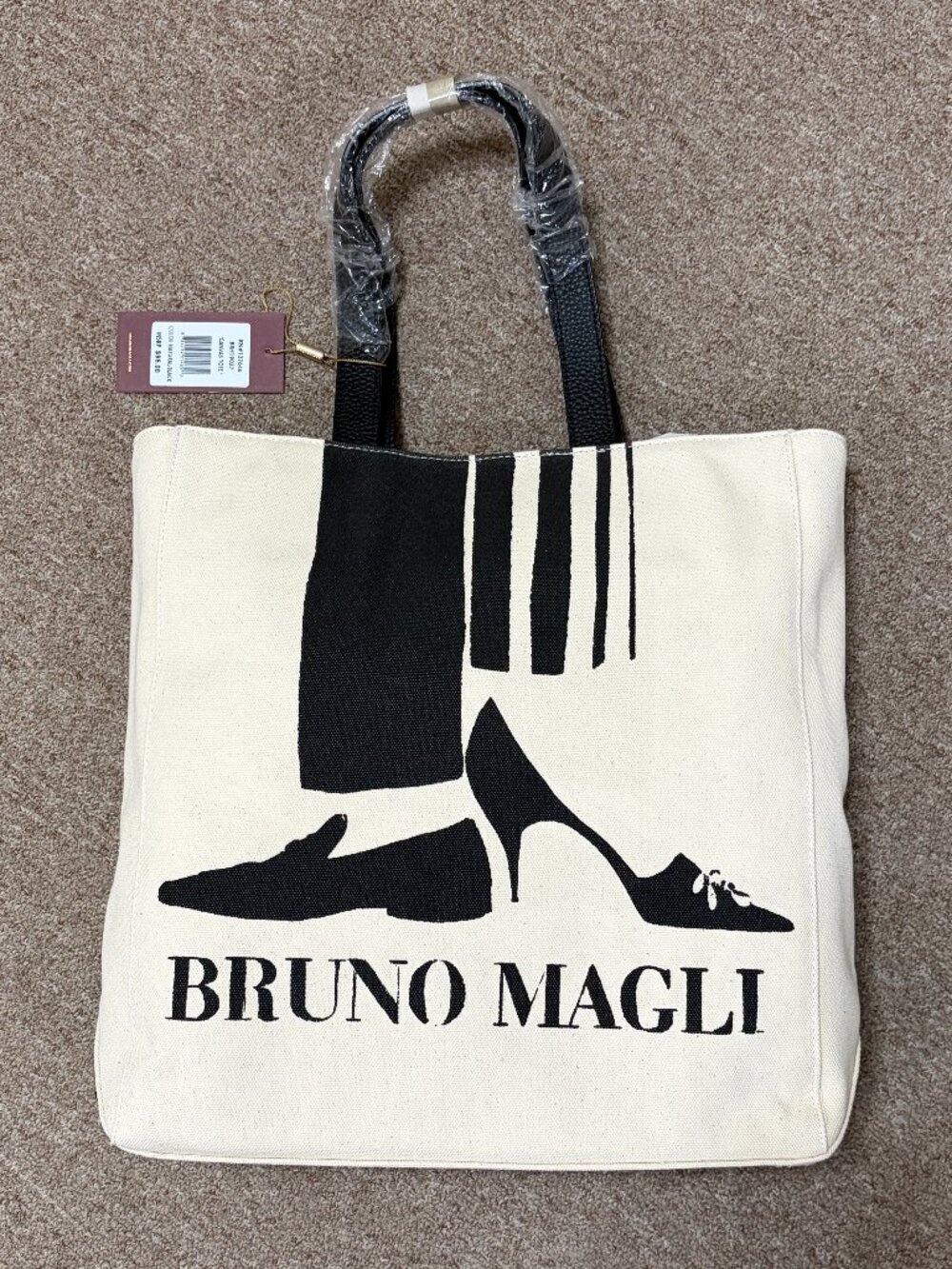 Bruno Magli Canvas Tote with Leather Straps